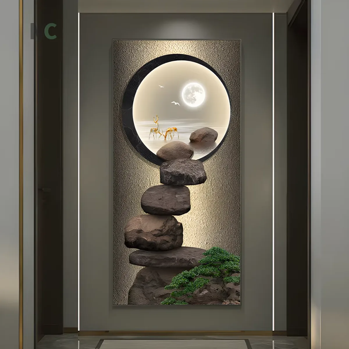 日月星辰 单幅 装饰画 现代简约 玄关背景墙挂画 晶瓷画