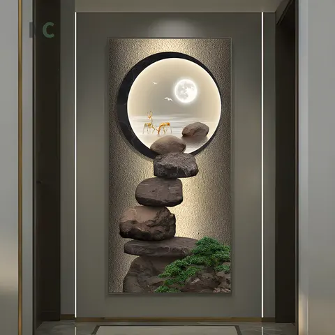 日月星辰 单幅 装饰画 现代简约 玄关背景墙挂画 晶瓷画