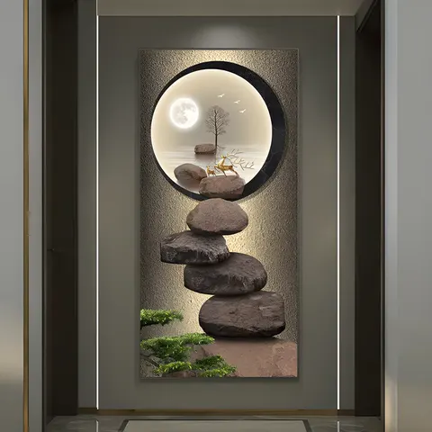 日月星辰 单幅 装饰画 现代简约 玄关背景墙挂画 晶瓷画