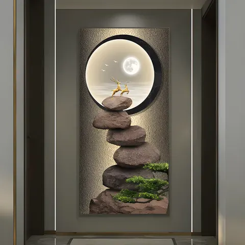 日月星辰 单幅 装饰画 现代简约 玄关背景墙挂画 晶瓷画