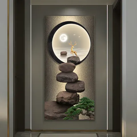 日月星辰 单幅 装饰画 现代简约 玄关背景墙挂画 晶瓷画