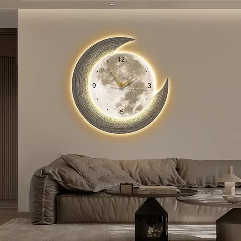 日月星辰 单幅 装饰画 现代简约 餐厅背景墙挂画 LED带灯画