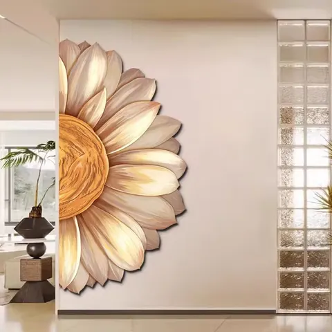 繁花 单幅 装饰画 现代简约 玄关背景墙挂画 LED带灯画