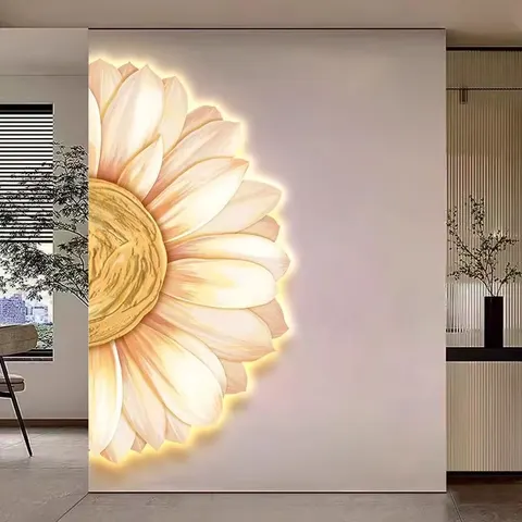 繁花 单幅 装饰画 现代简约 玄关背景墙挂画 LED带灯画