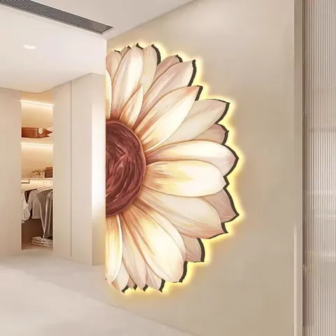繁花 单幅 装饰画 现代简约 玄关背景墙挂画 LED带灯画