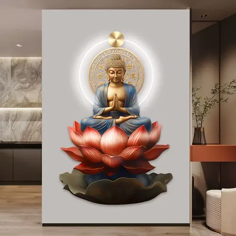 抽象 单幅 装饰画 现代简约 玄关背景墙挂画 LED带灯画