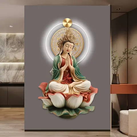 抽象 单幅 装饰画 现代简约 玄关背景墙挂画 LED带灯画