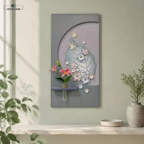 繁花 单幅 装饰画 现代简约 玄关背景墙挂画 LED带灯画