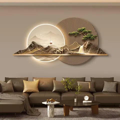 抽象 单幅 装饰画 现代简约 客厅背景墙挂画 LED带灯画