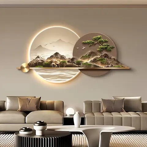 抽象 单幅 装饰画 现代简约 客厅背景墙挂画 LED带灯画