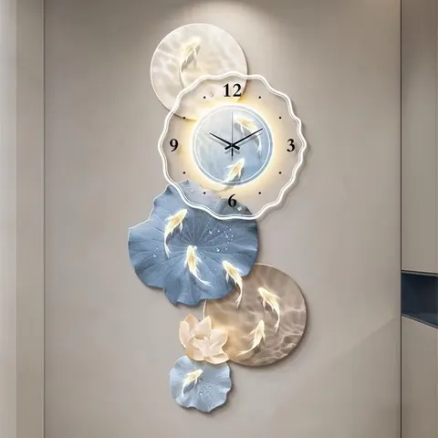 锦鲤 单幅 装饰画 现代简约 客厅背景墙挂画 LED带灯画