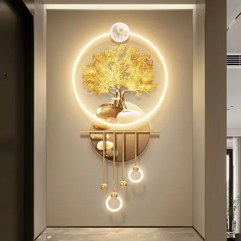 锦鲤 单幅 装饰画 现代简约 客厅背景墙挂画 LED带灯画