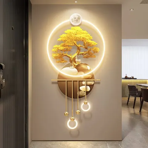 锦鲤 单幅 装饰画 现代简约 客厅背景墙挂画 LED带灯画