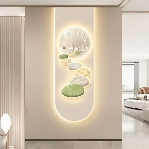 锦鲤 单幅 装饰画 现代简约 玄关背景墙挂画 LED带灯画