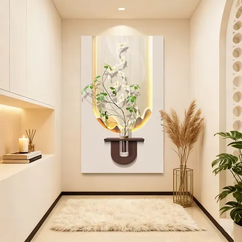 锦鲤 单幅 装饰画 现代简约 玄关背景墙挂画 LED带灯画