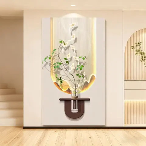 锦鲤 单幅 装饰画 现代简约 玄关背景墙挂画 LED带灯画