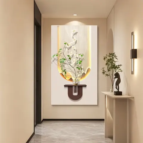 锦鲤 单幅 装饰画 现代简约 玄关背景墙挂画 LED带灯画