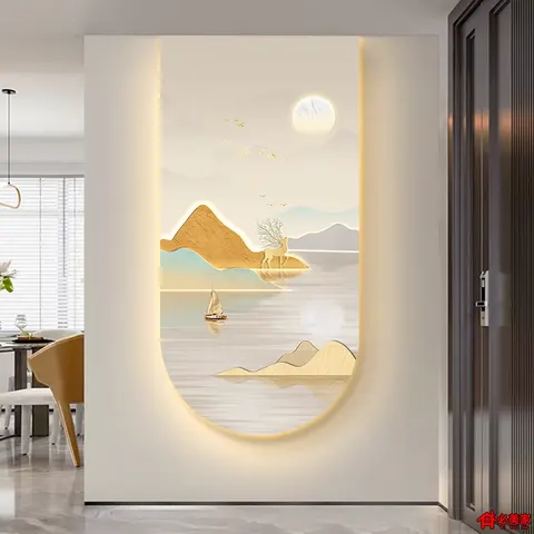 锦鲤 单幅 装饰画 现代简约 玄关背景墙挂画 晶瓷画