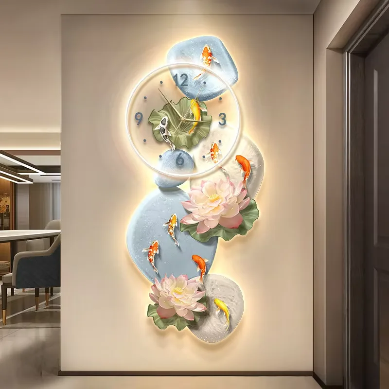锦鲤 单幅 装饰画 现代简约 玄关背景墙挂画 LED带灯画