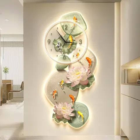 锦鲤 单幅 装饰画 现代简约 玄关背景墙挂画 LED带灯画