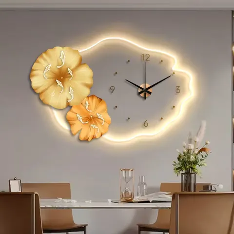 锦鲤 单幅 装饰画 现代简约 客厅背景墙挂画 LED带灯画