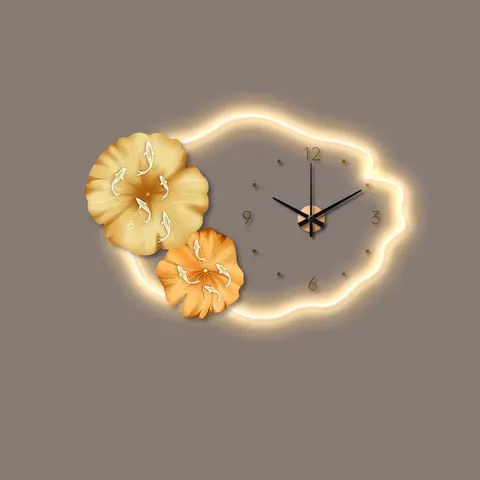 锦鲤 单幅 装饰画 现代简约 客厅背景墙挂画 LED带灯画