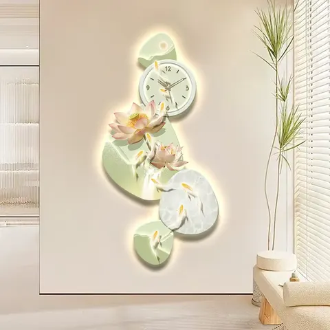 锦鲤 单幅 装饰画 现代简约 玄关背景墙挂画 LED带灯画