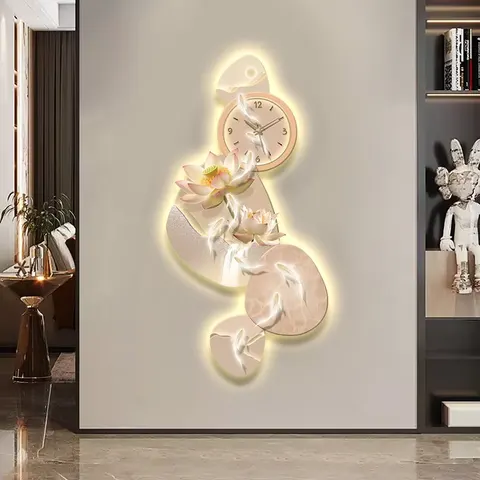 锦鲤 单幅 装饰画 现代简约 玄关背景墙挂画 LED带灯画