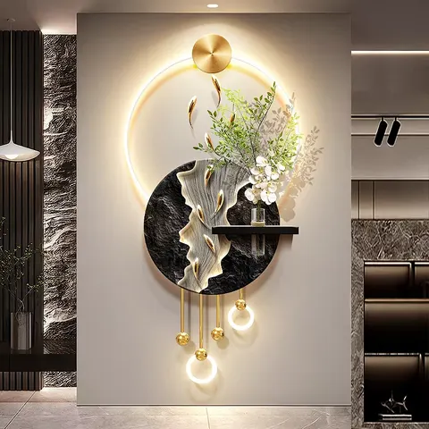锦鲤 单幅 装饰画 现代简约 客厅背景墙挂画 LED带灯画