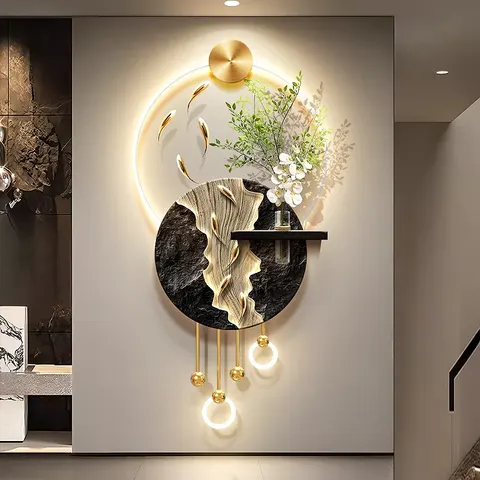 锦鲤 单幅 装饰画 现代简约 客厅背景墙挂画 LED带灯画
