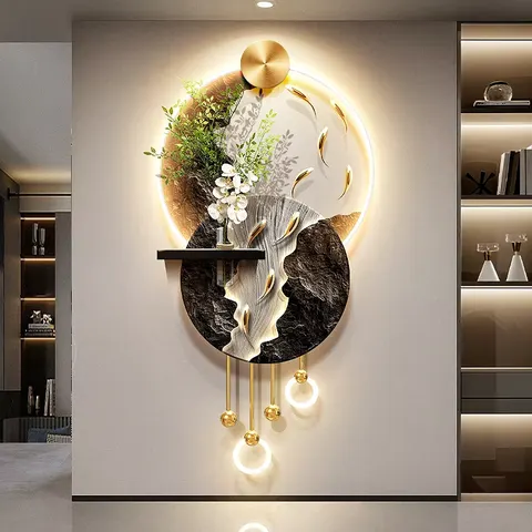 锦鲤 单幅 装饰画 现代简约 客厅背景墙挂画 LED带灯画