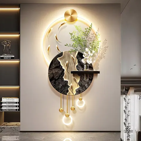 锦鲤 单幅 装饰画 现代简约 客厅背景墙挂画 LED带灯画