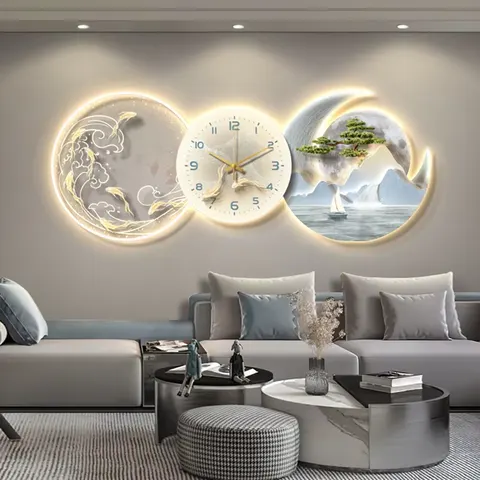 锦鲤 单幅 装饰画 现代简约 餐厅背景墙挂画 LED带灯画