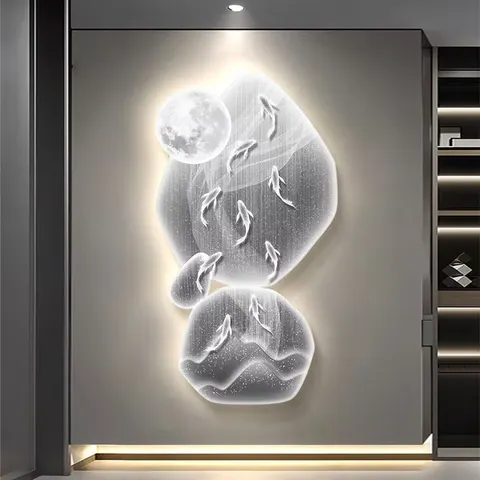 锦鲤 单幅 装饰画 现代简约 玄关背景墙挂画 精雕画