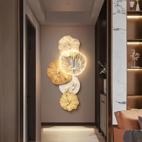 锦鲤 单幅 装饰画 现代简约 玄关背景墙挂画 LED带灯画