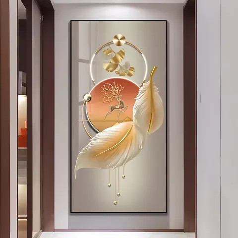 锦鲤 单幅 装饰画 现代简约 客厅背景墙挂画 LED带灯画