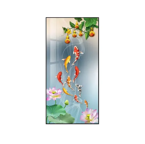 锦鲤 单幅 装饰画 现代简约 客厅背景墙挂画 LED带灯画