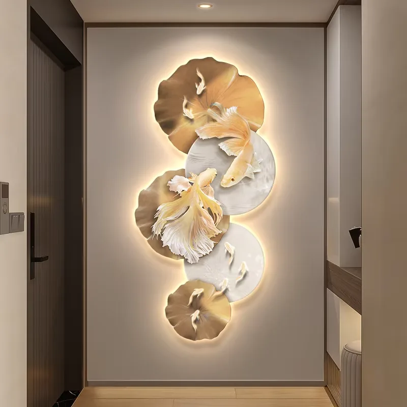 锦鲤 单幅 装饰画 现代简约 玄关背景墙挂画 精雕画