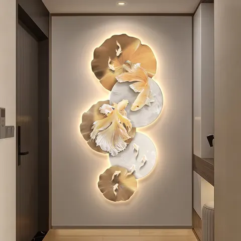锦鲤 单幅 装饰画 现代简约 玄关背景墙挂画 精雕画