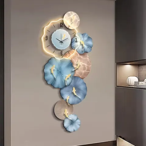 锦鲤 单幅 装饰画 轻奢风 玄关背景墙挂画 LED带灯画