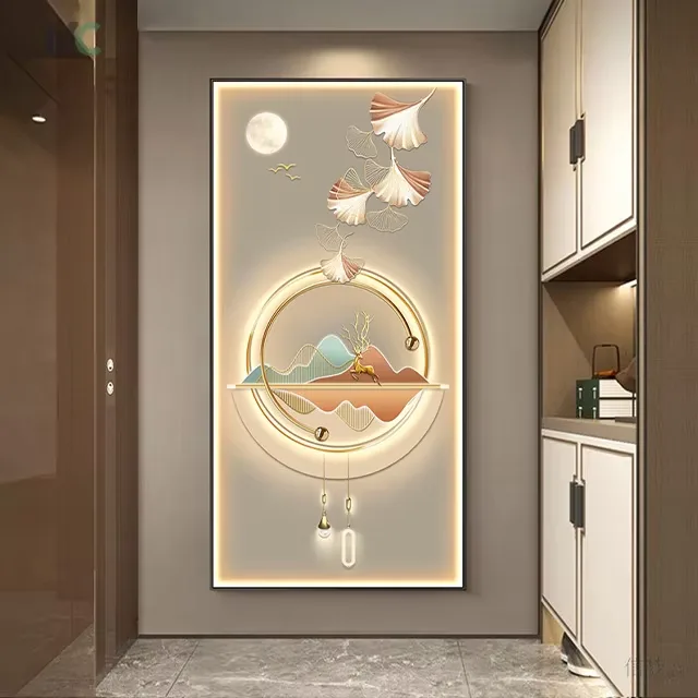 银杏 单幅 装饰画 北欧风 玄关背景墙挂画 晶瓷画
