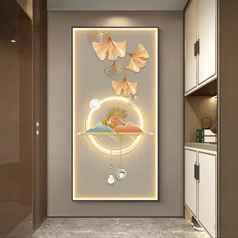 银杏 单幅 装饰画 北欧风 玄关背景墙挂画 晶瓷画
