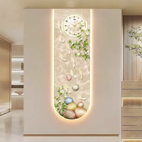 锦鲤 单幅 装饰画 北欧风 玄关背景墙挂画 LED带灯画