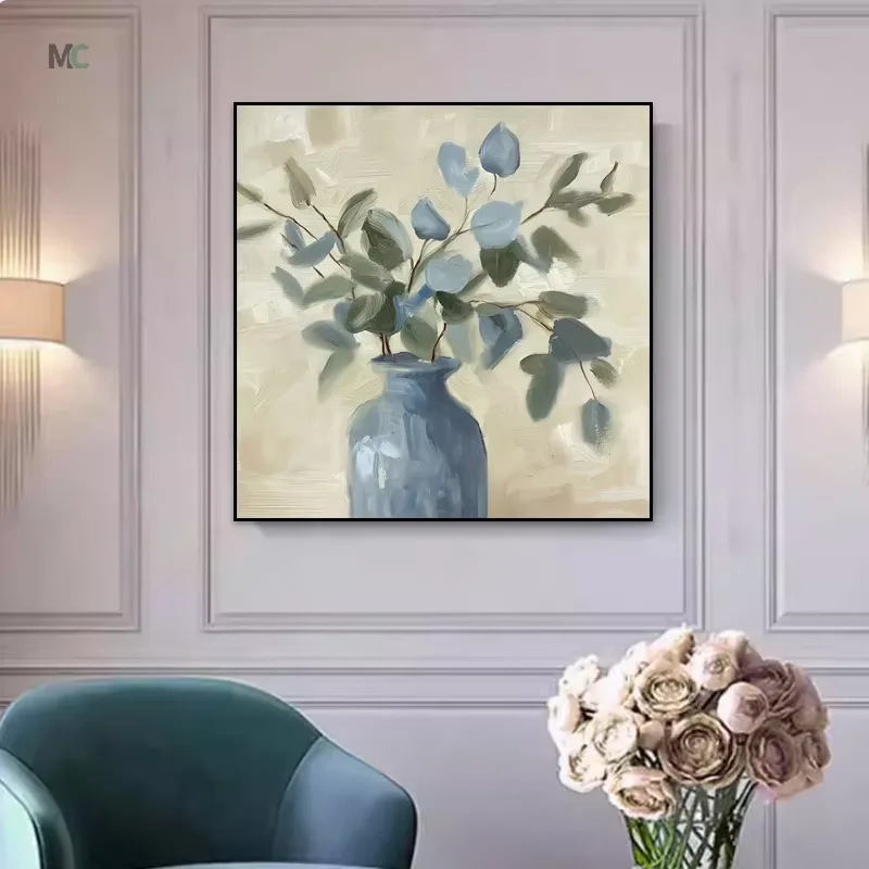 繁花 单幅 装饰画 北欧风 餐厅背景墙挂画 手绘油画