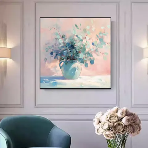 繁花 单幅 装饰画 北欧风 餐厅背景墙挂画 手绘油画