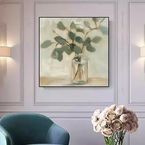 繁花 单幅 装饰画 北欧风 餐厅背景墙挂画 手绘油画