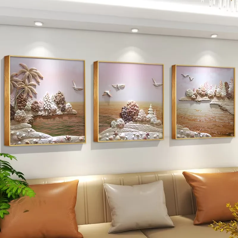 海浪 单幅 装饰画 现代简约 客厅背景墙挂画 砂岩浮雕
