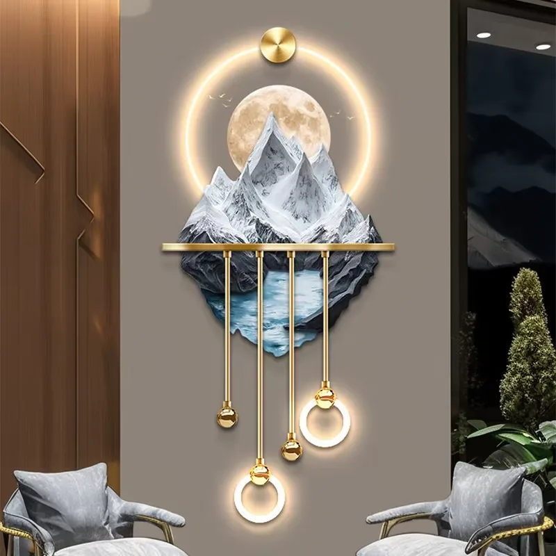 山水 单幅 装饰画 现代简约 客厅背景墙挂画 LED带灯画