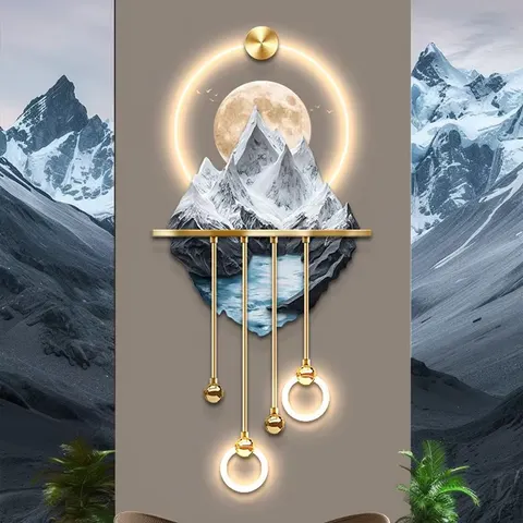 山水 单幅 装饰画 现代简约 客厅背景墙挂画 LED带灯画