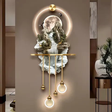 山水 单幅 装饰画 现代简约 客厅背景墙挂画 LED带灯画